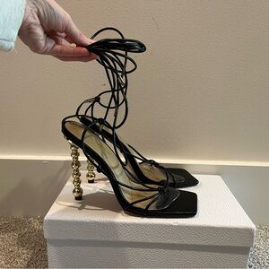 Fashion Nova Black and Gold Heels